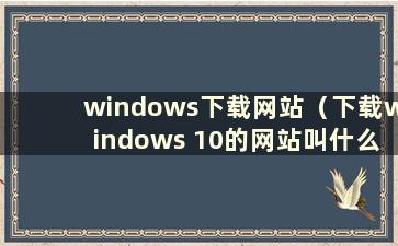 windows下载网站（下载windows 10的网站叫什么）